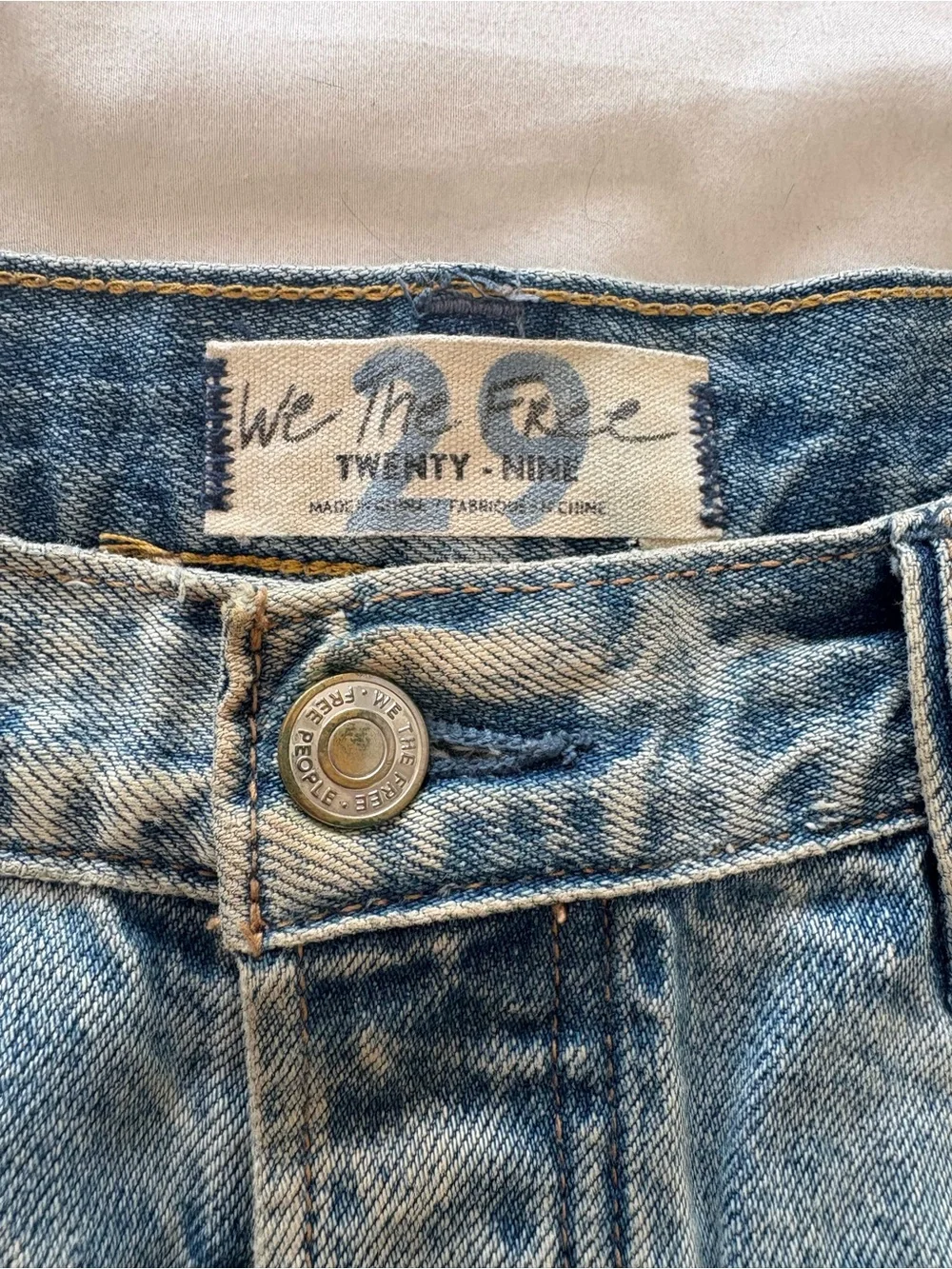 Free People Light Blue Distressed Denim Shorts